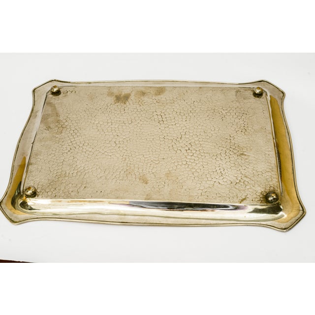 Big art deco nickel- plated serving plate Vienna around 1920s. Brass nickel-plated. Original condition.