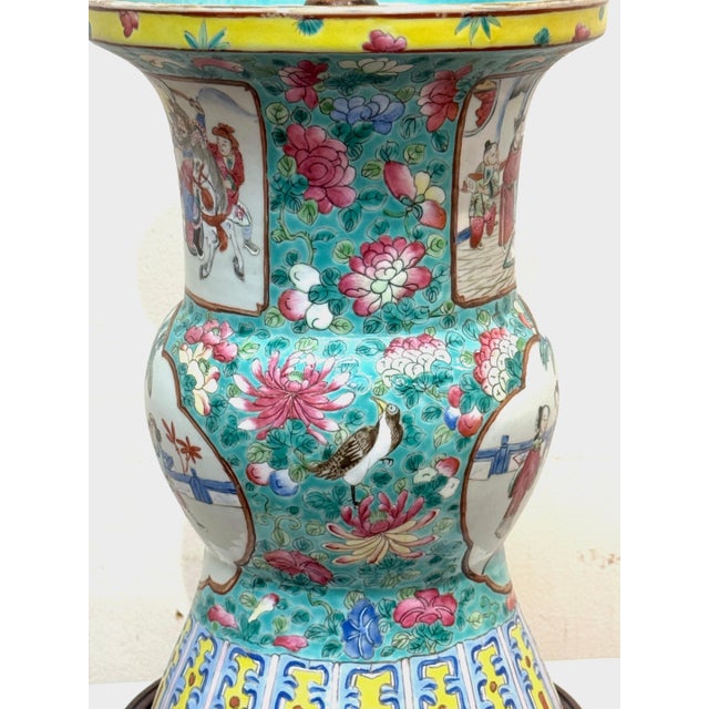 White Early 19th Century Chinese Export Famille Rose (Fencai) Gu-Form, Now as a Lamp For Sale - Image 8 of 18