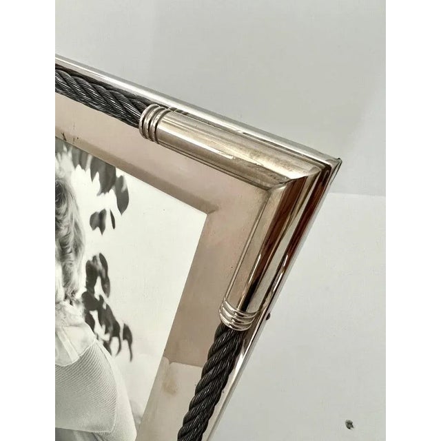 Modern Silver Plate Picture Frame with Woven Cable Details For Sale - Image 3 of 10