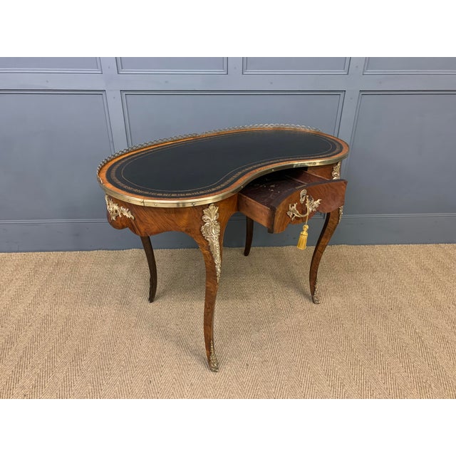 Victorian Kidney Shaped Rosewood Writing Table, 1870 For Sale - Image 7 of 16
