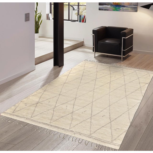 Pasargad Home Moroccan Ivory Wool Area Rug- 7' 9" X 9' 9" For Sale - Image 4 of 5