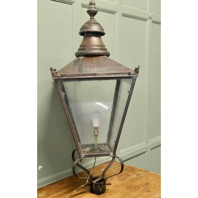 Large Victorian Copper Lantern Street Light For Sale - Image 6 of 7
