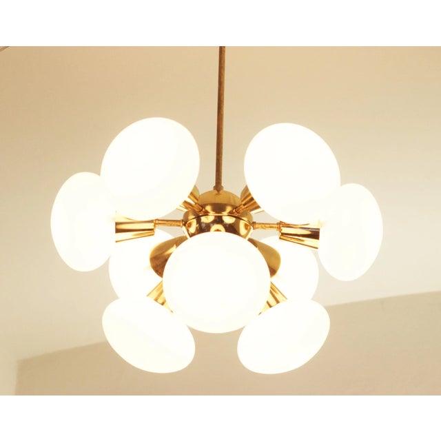 Mid-Century Sputnik Milk Glass Chandelier, 1960s For Sale - Image 4 of 10