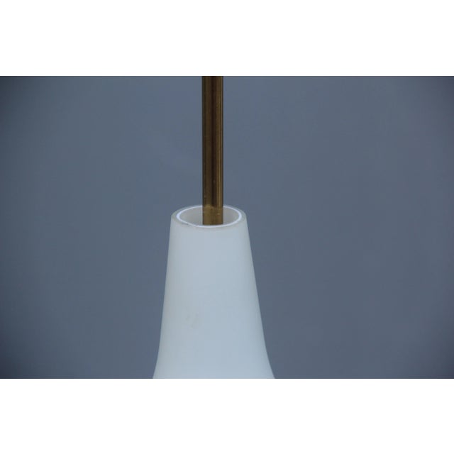 Metal Mid-Century Italian Glass & Brass Pendants from Stilnovo, 1950s, Set of 2 For Sale - Image 7 of 11