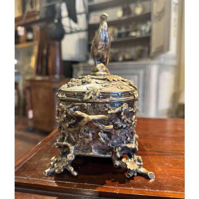 19th Century French Silvered Bronze Casket With Hunt Animals Signed A. Cain For Sale - Image 10 of 12