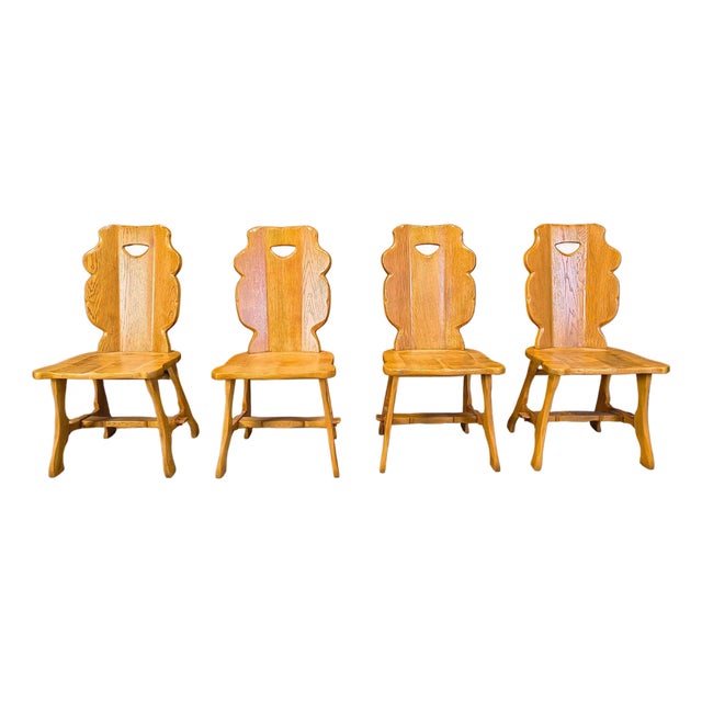 Vintage Rustic Dining Chairs, 1960s, Set of 4 For Sale