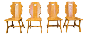 Vintage Rustic Dining Chairs, 1960s, Set of 4