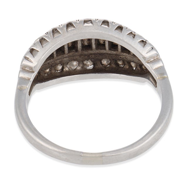 Mid Century Baguette and Round Diamond Platinum Ring, Size 5.75 For Sale In Los Angeles - Image 6 of 6