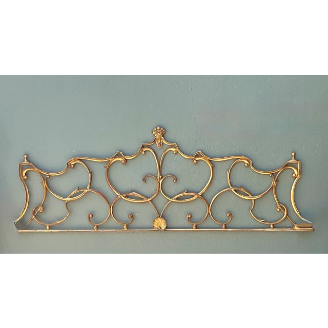 Mid 20th Century Vintage Italian Palladio Gilt King Scroll Headboard For Sale - Image 5 of 12