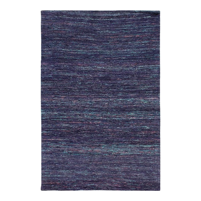 Pasargad DC Blue Pink Sari-Silk Modern Flat Weave Rug For Sale