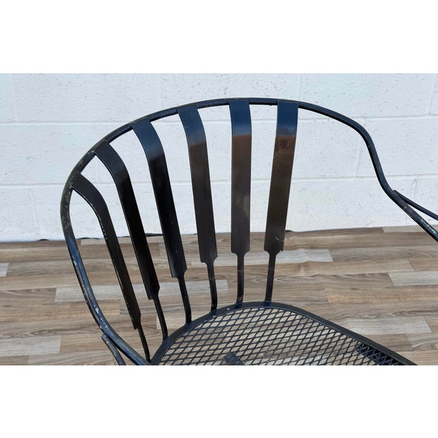 Pair of Vintage Mid-Century Modern Wrought Iron Patio Bouncer Lounge Chairs | Russell Woodard Style For Sale - Image 4 of 18