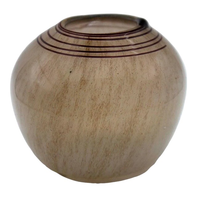 Late 20th Century Willem Heesen Contemporary Earth Toned Art Glass Vessel with Swirl Line Design For Sale