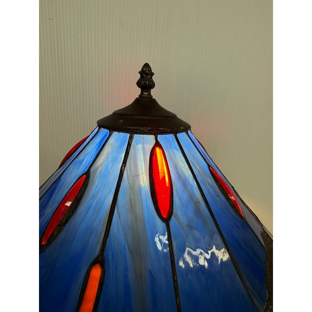 Dragonfly Stain Glass Shade Table Lamp For Sale - Image 9 of 12