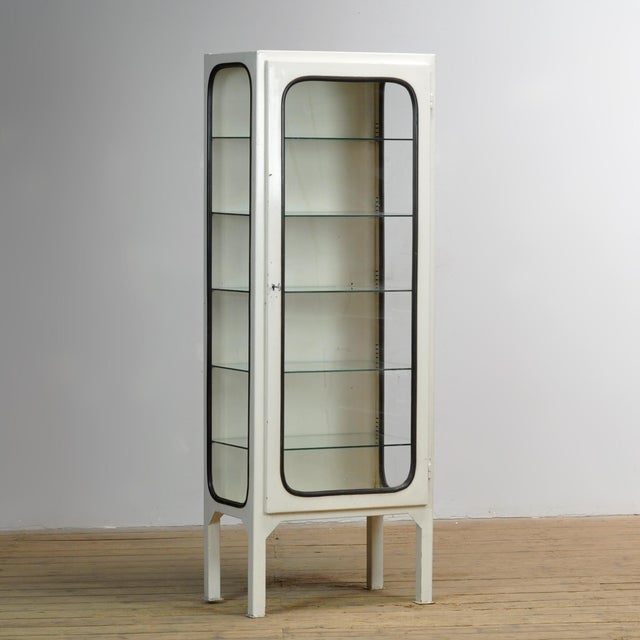 Industrial Vintage Medical Cabinet in Glass and Iron, 1970s For Sale - Image 3 of 10