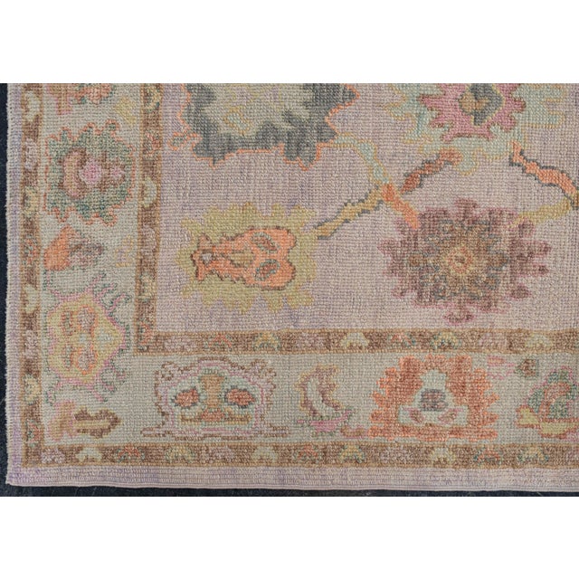 Brown Turkish Oushak Rug Soft Lilac & Earthy Tones Handwoven Wool Rug 4'1" X 6' For Sale - Image 8 of 9