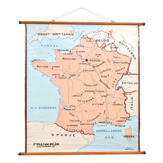 Painted Map of France, 1950s For Sale
