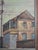 Acrylic on canvas painting by Jamaican artist Elpedio Robinson, depicting a timeworn two-story building with shuttered...