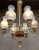 Material: metal, opal glass, wood. Nice authentic Retro Vintage Chandelier, white holder with patina and wooden...