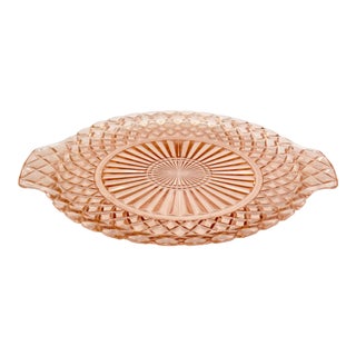 Vintage Pink Depression Glass Cake Serving Plate For Sale