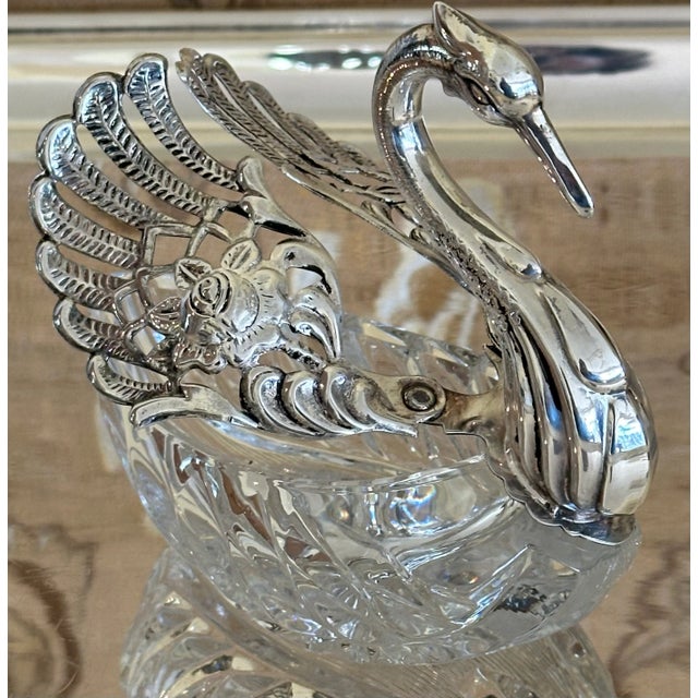Silver Early 20th Century Fabergé Inspired Sterling Silver & Crystal Swan For Sale - Image 8 of 12