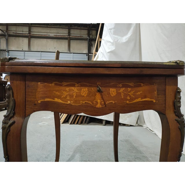 Early 20th Century French Louis XV Style Marquetry Convertible Game Table With Chess & Backgammon For Sale - Image 12 of 17