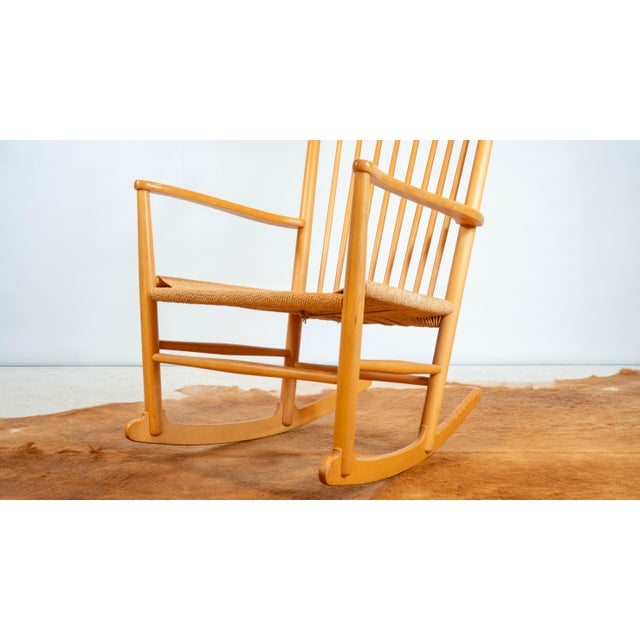 Mid-Century Modern 1960s Vintage Hans Wegner Model J16 Rocking Chair For Sale - Image 3 of 16