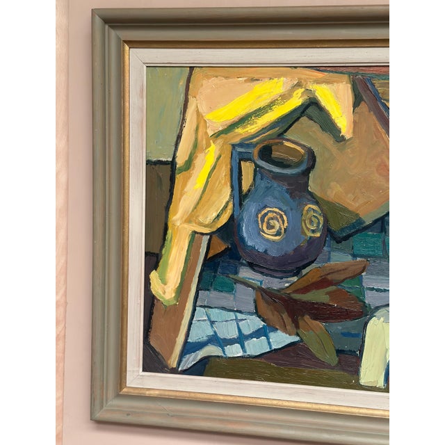 Original Swedish Oil on Panel – “Still Life with Jug and Bottles” by Martin Lindberg – Monogram Signed & Dated 1951 –...