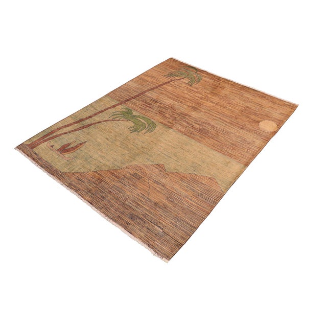 Boho Chic Bohemian Gabbeh Blue/Green Wool Rug - 6'1'' X 8'10'' For Sale - Image 3 of 10