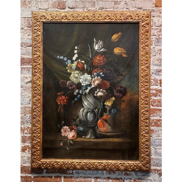 17th century Old Master - Still life of Flowers in Urn - Oil painting European Realism - Oil painting on canvas - circa...