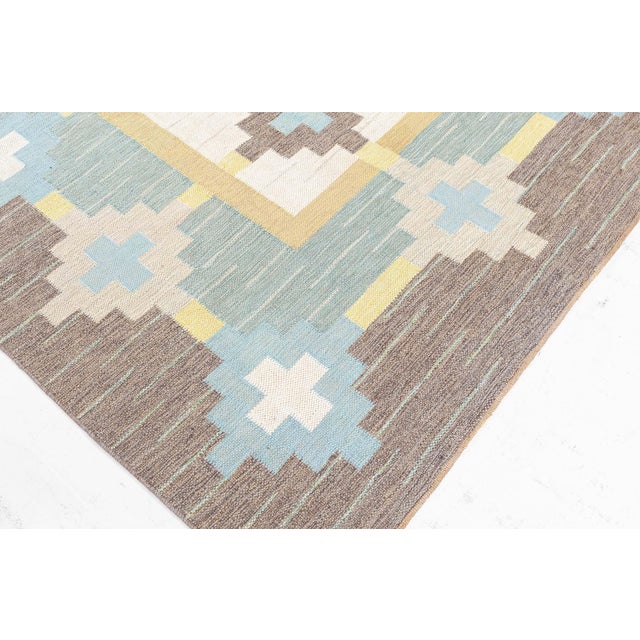 Doris Leslie Blau Vintage Swedish Flat Woven Rug Signed With Initials GS For Sale In New York - Image 6 of 9