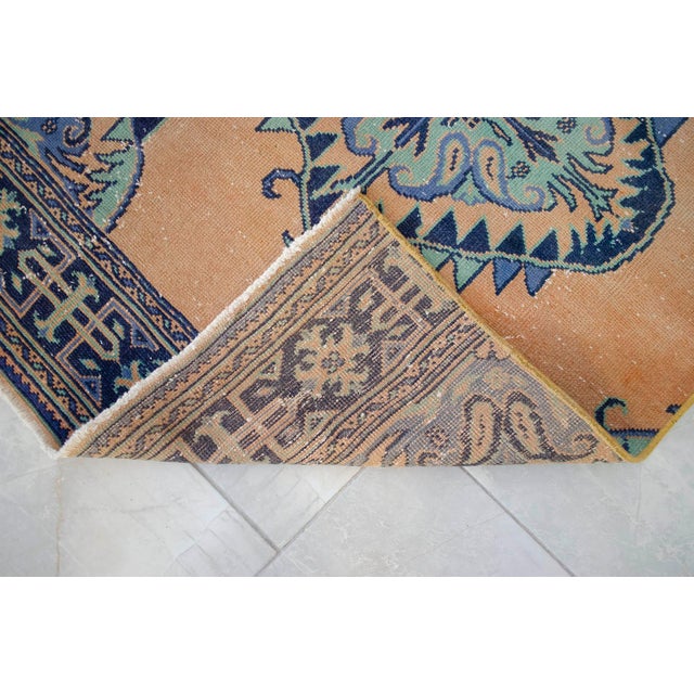 Traditional Ottoman Design Distressed Oushak Runner Rug Faded Colors Low Pile - 2'1″ X 12'9″ For Sale - Image 11 of 12