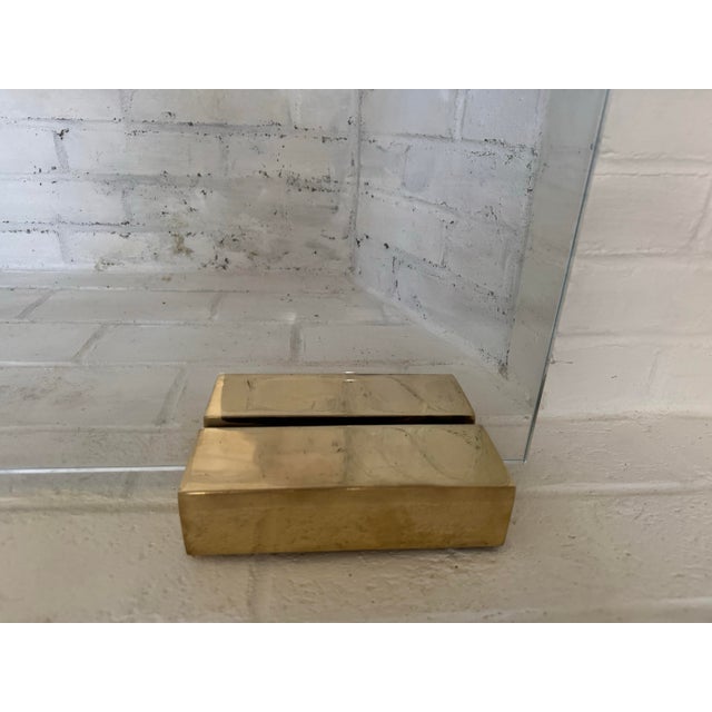 John Lyle Pair of Polished Bronze Block Fire Screen Bases For Sale - Image 4 of 12
