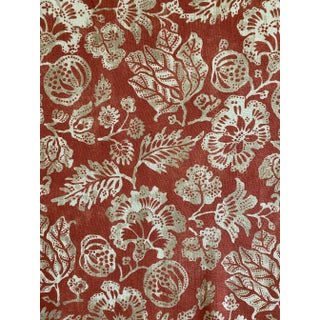 Scalamandre Calais Linen Print Fabric Coral 2 1/2 Yards For Sale