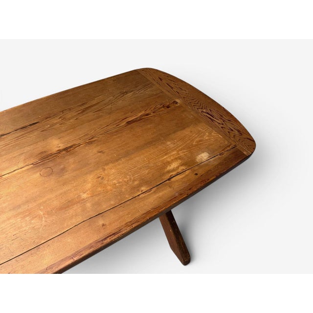 Danish Modern, Brutalist Dining Table, Stained Pine, Denmark, 1960s For Sale - Image 13 of 18