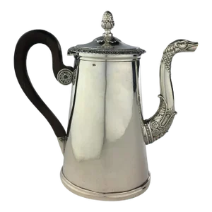 19th Century French Sterling Silver Rococo Chocolate Pot