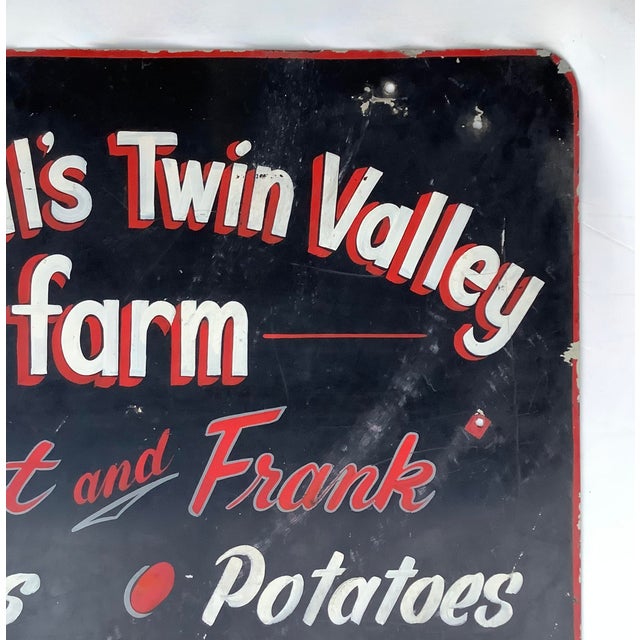 Black Vintage Metal Hand Painted Mitchell's Farm Stand Sign For Sale - Image 8 of 10
