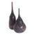 24 + In. Murano Style Purple White Applied Black Swirl Bulbous Art Glass Vase Set of 2 For Sale