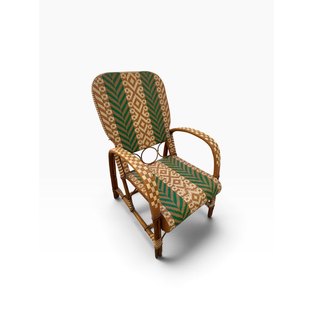 Mid-Century Modern Rattan Armchairs in the style of Audoux Minet, France, 1950s, Set of 2 For Sale - Image 3 of 18