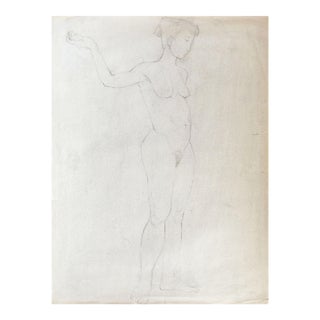 Vintage Faint Female Nude Drawing For Sale