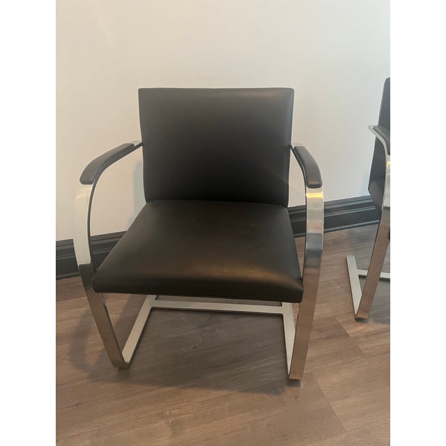 Design Classic! A pair of two Brno chairs designed by Ludwig Mies van der Rohe. I had them reupholstered in a fine, high...