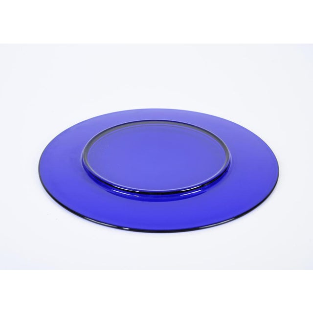 Blue Round Cobalt Blue Murano Glass Dinner Plates, Italy, 1980s, Set of 6 For Sale - Image 8 of 18