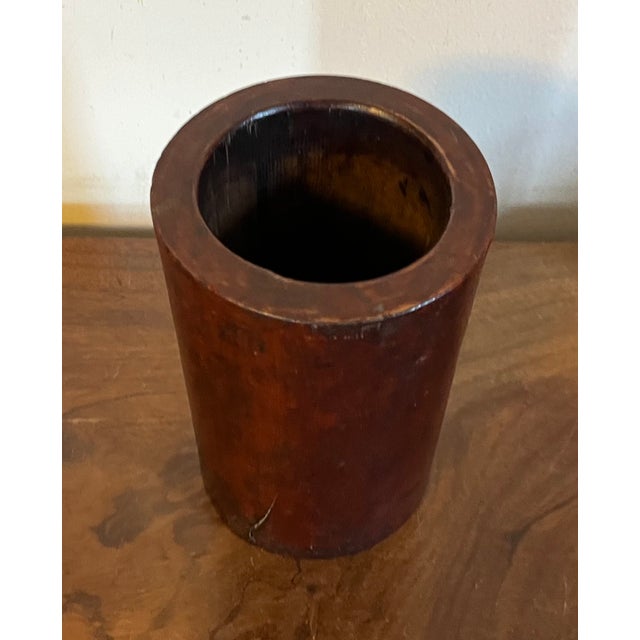Chinoiserie Antique 19rh Century Chinese Carved Wood Brush Pot For Sale - Image 3 of 12
