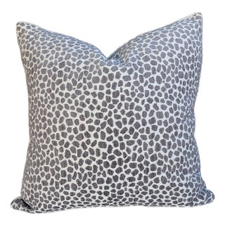 Robert Allen Grey Cheetah Print Fabric Pillow Cover For Sale