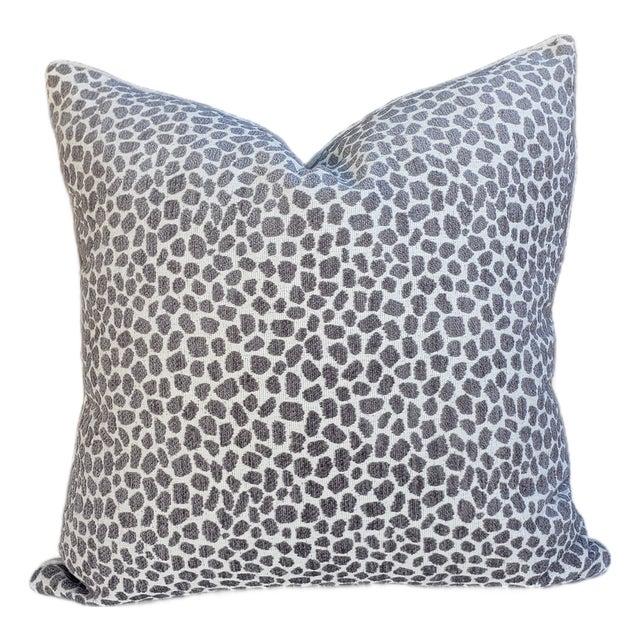 Robert Allen Grey Cheetah Print Fabric Pillow Cover For Sale
