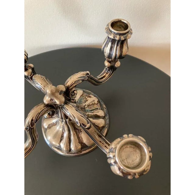 19th Century German Silver Rococo 4-Arm Candelabra For Sale In New York - Image 6 of 12