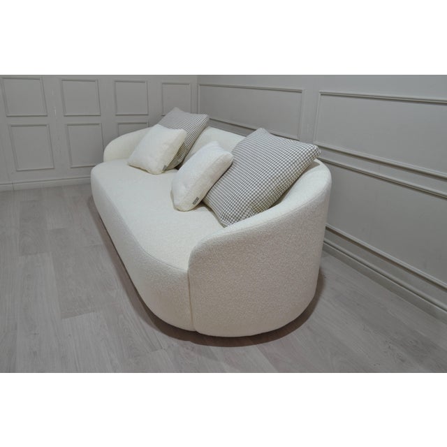 Cottonflower 240 Cloud Ivory Bouclé Curved Sofa by Danu Chirinciuc For Sale - Image 4 of 7