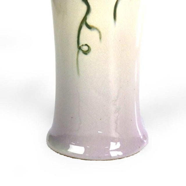 1920s Antique Weller Art Pottery Tall Vase With Grape Vine Pattern Signed C1920 For Sale - Image 5 of 11