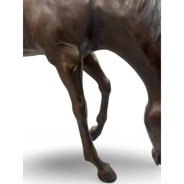 Brown Bronze Grazing Horse Garden Sculpture For Sale - Image 8 of 17