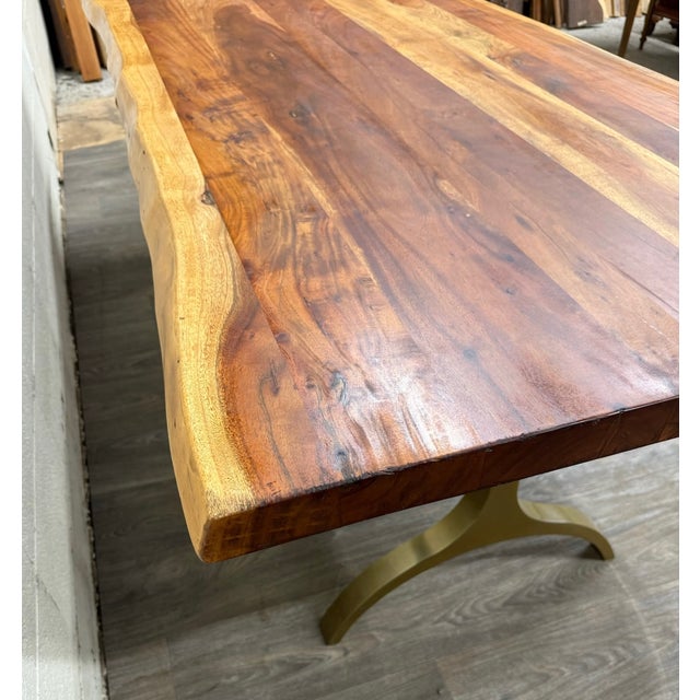 Brown West Elm Live Edge Acacia Wood Dining Table For Sale - Image 8 of 18