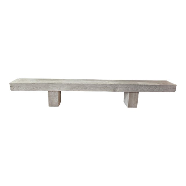 Monumental Teak Wood Bench, Modern Organic, Bleached Finish For Sale